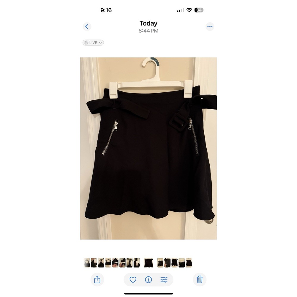 EXPRESS Black Skirt Belted Zipper Detail Flirty Skirt Size 4